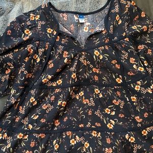 Floral and navy blue blouse